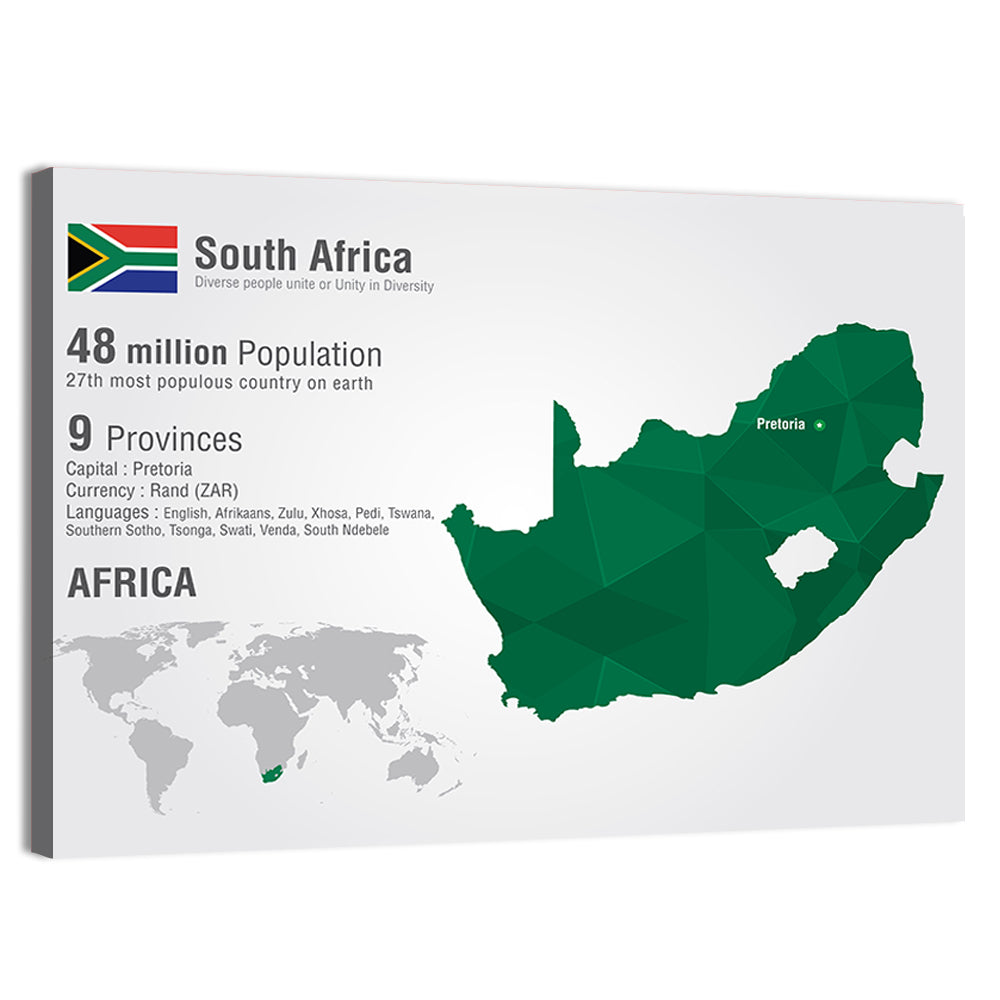 South Africa Geometric Map Wall Art