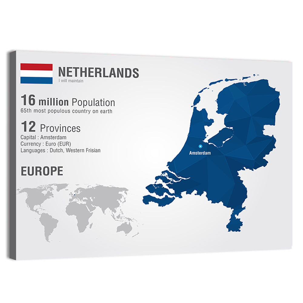 Netherlands Geometric Map Wall Art