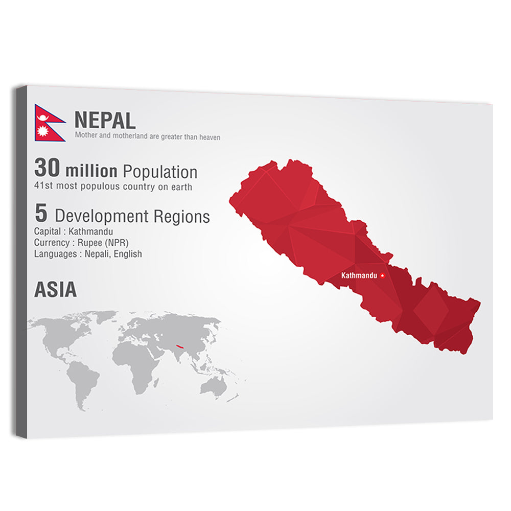 Polygonal Map of Nepal Wall Art