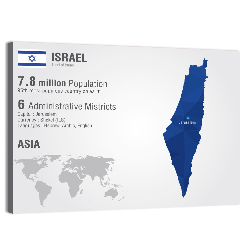 Israel Geometric Map Wall Art