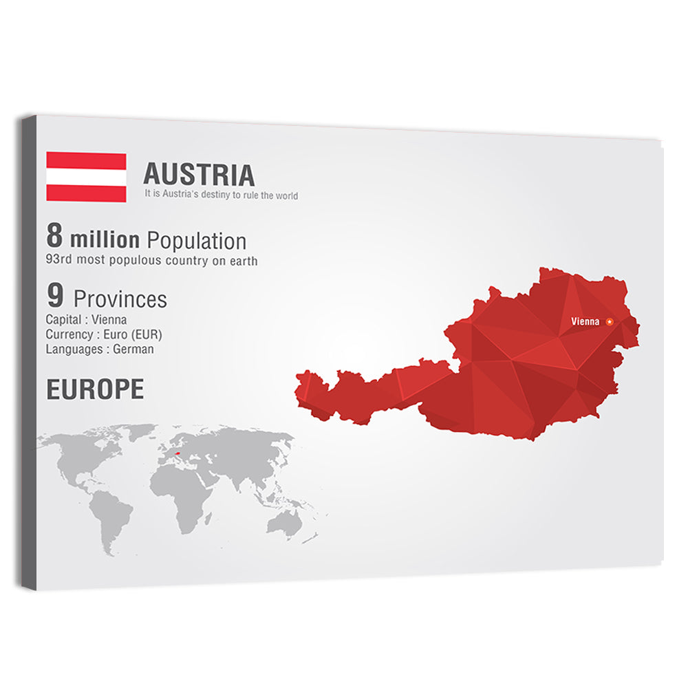 Austria Geometric Map Wall Art
