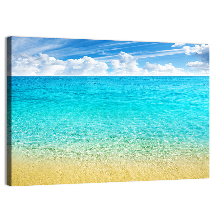Cloudy Summer Beach Wall Art as a canvas print