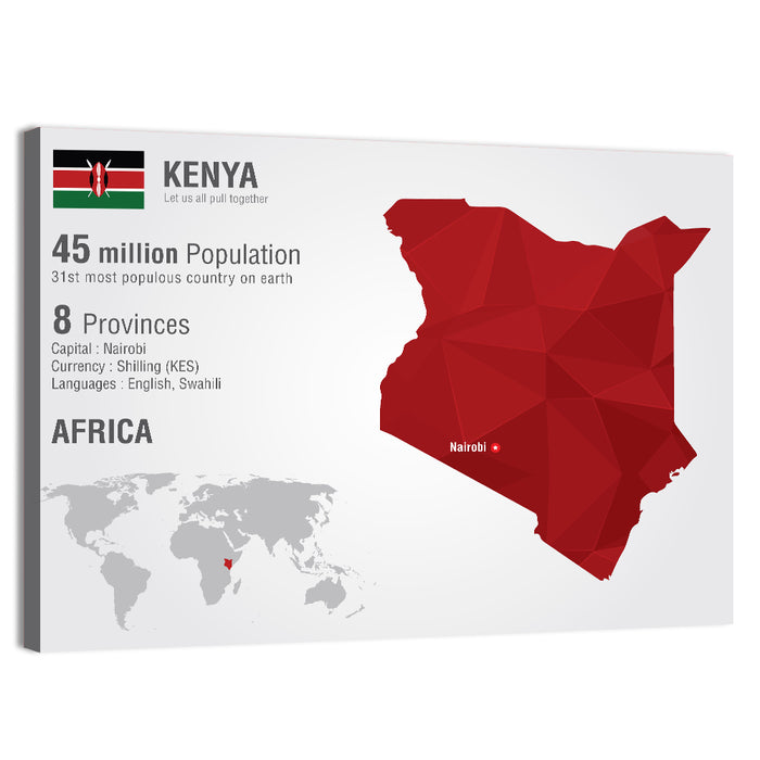 Geometric Map of Kenya Wall Art as a canvas print