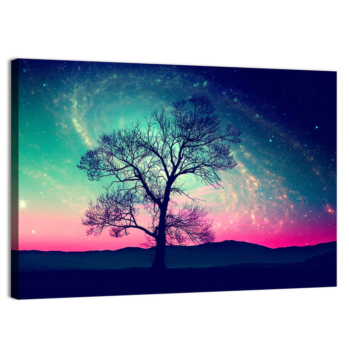 Cosmic Tree Landscape Wall Art as a canvas print