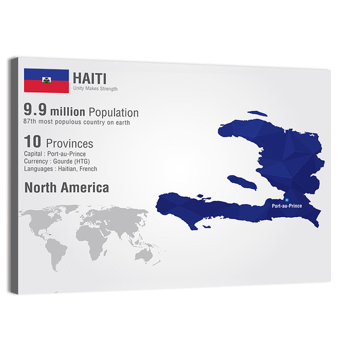Haiti Geometric Map Wall Art as a canvas print