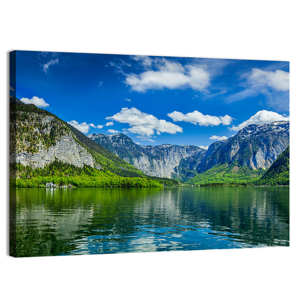 Hallstatt Lake Reflection Wall Art, canvas print, landscape