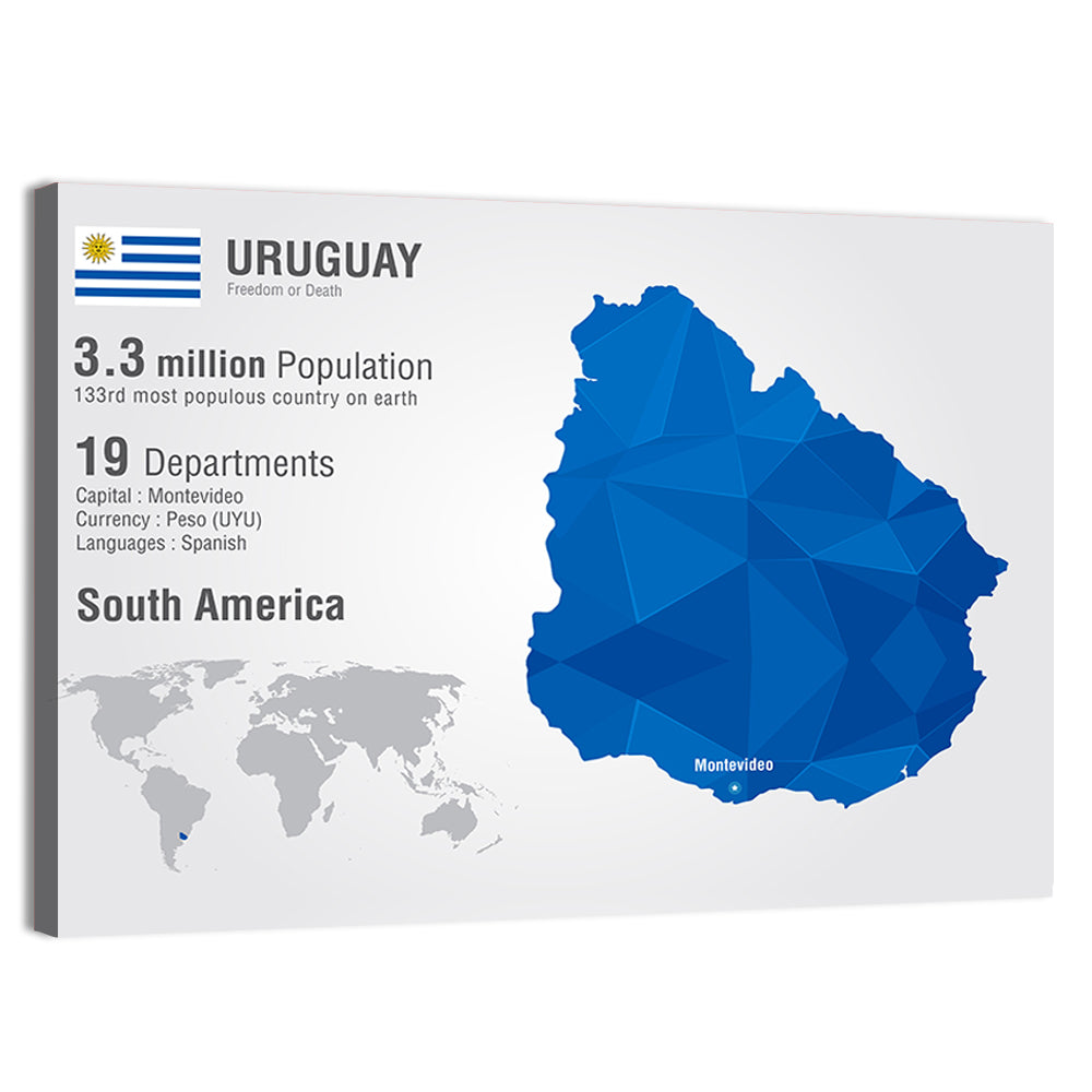 Uruguay Geometric Map Wall Art