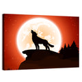 Howling Wolf Under Full Moon Wall Art