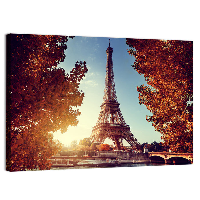 Autumn Seine with Eiffel Tower Wall Art as a canvas print