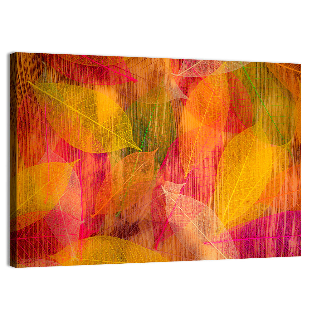 Translucent Autumn Leaf Veins Wall Art