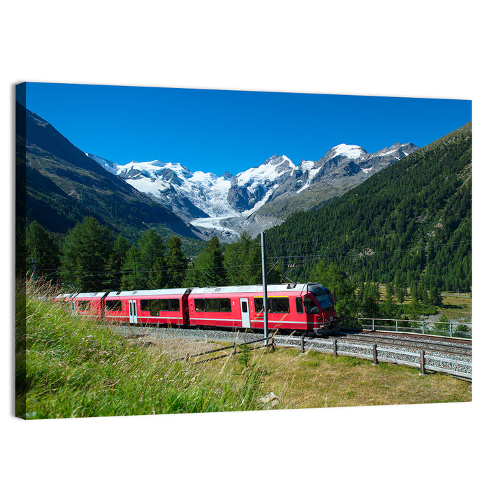 Bernina Express in Swiss Alps Wall Art as a canvas print