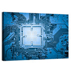 Blue Circuit Board Close-up Wall Art