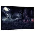 Haunted House Under Full Moon Wall Art
