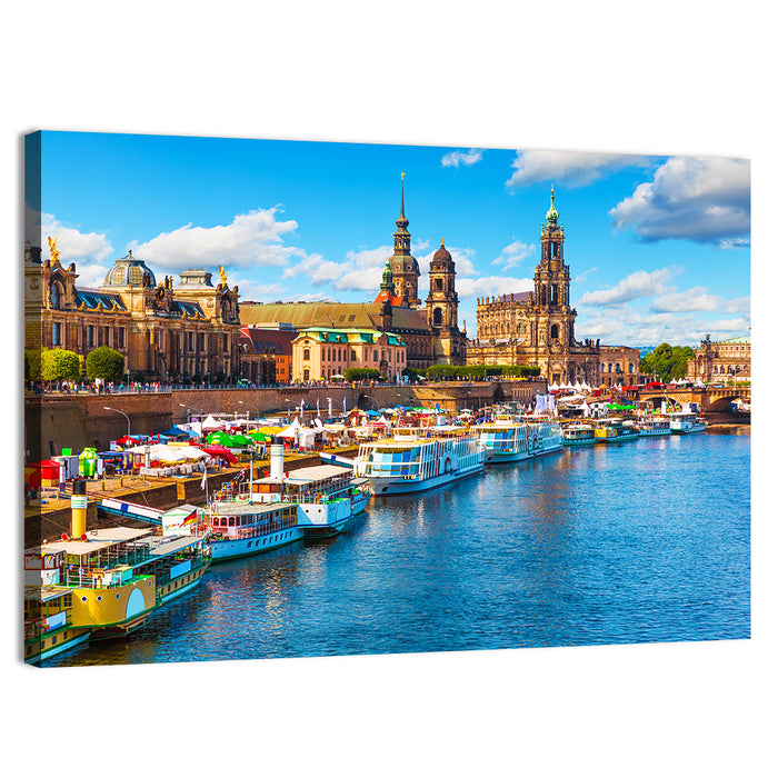 Dresden Elbe River Embankment Wall Art as a canvas print