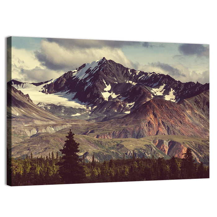 Snow Capped Alaska Peak Wall Art as a canvas print