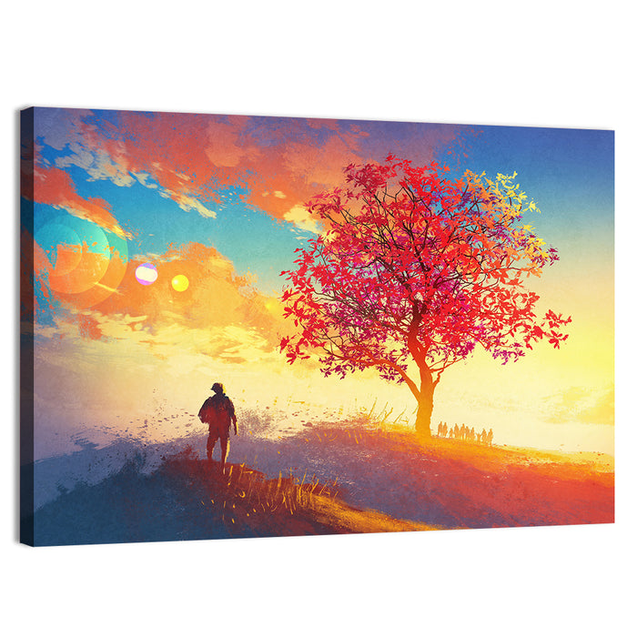 Surreal Autumn Dusk Landscape Wall Art as a canvas print