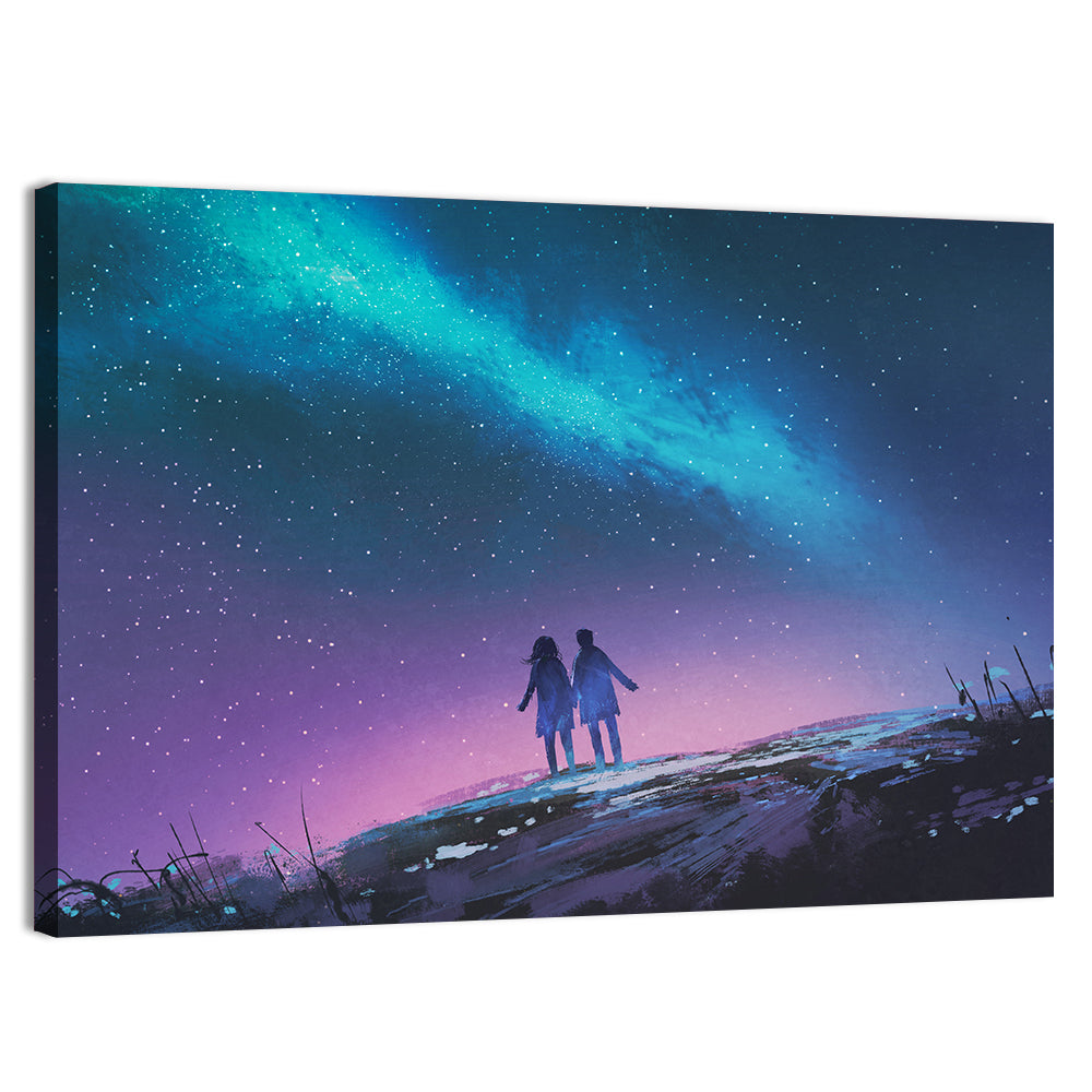 Milky Way Nightscape with Silhouetted Couple Wall Art