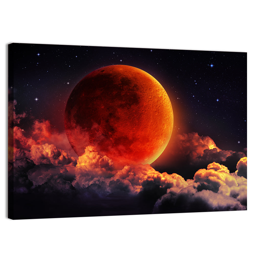 Blood Moon Eclipse Wall Art, canvas print, landscape