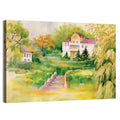 Hilltop House in Garden Illustration Wall Art