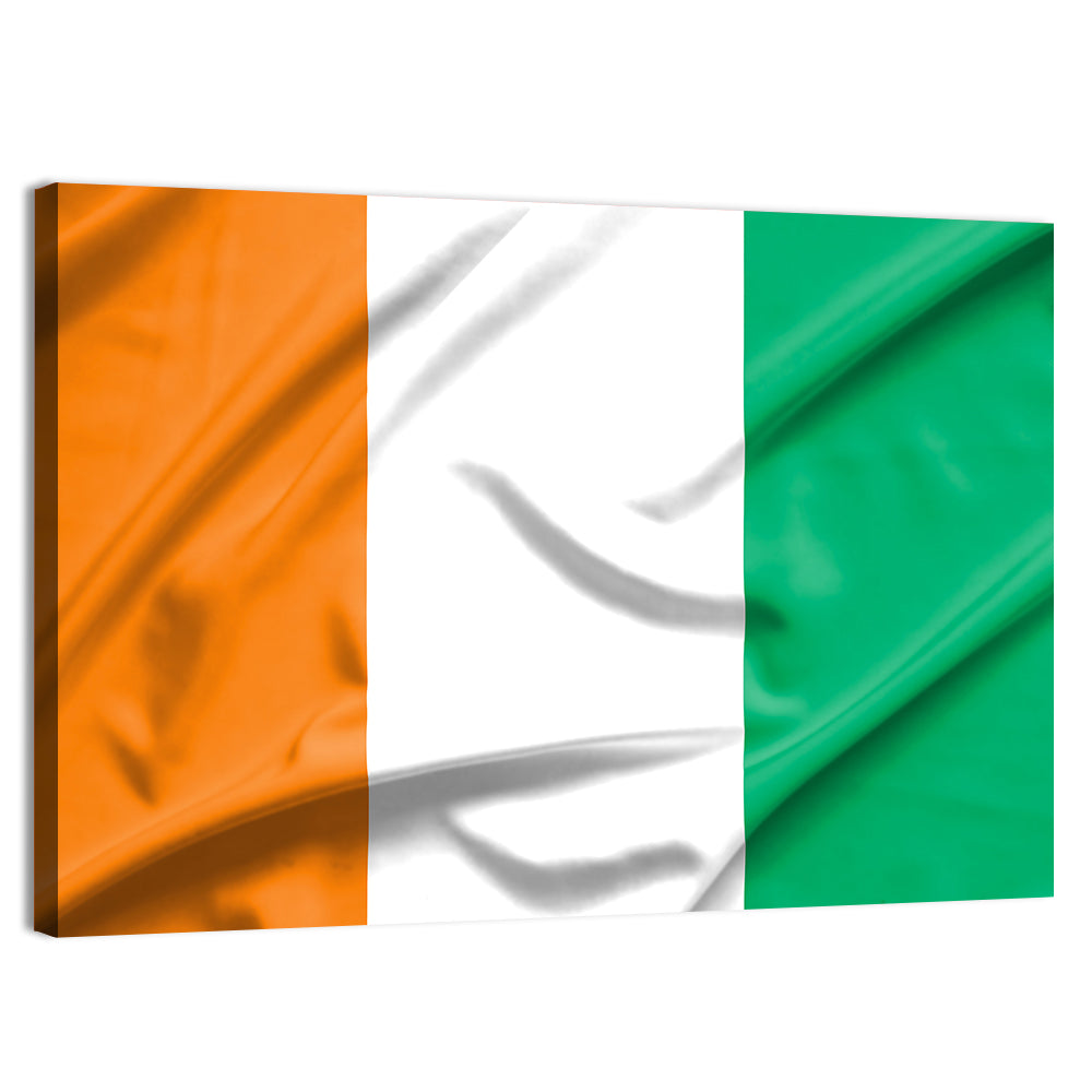 Ivory Coast Flag Rippled Tricolor Wall Art, canvas print, landscape