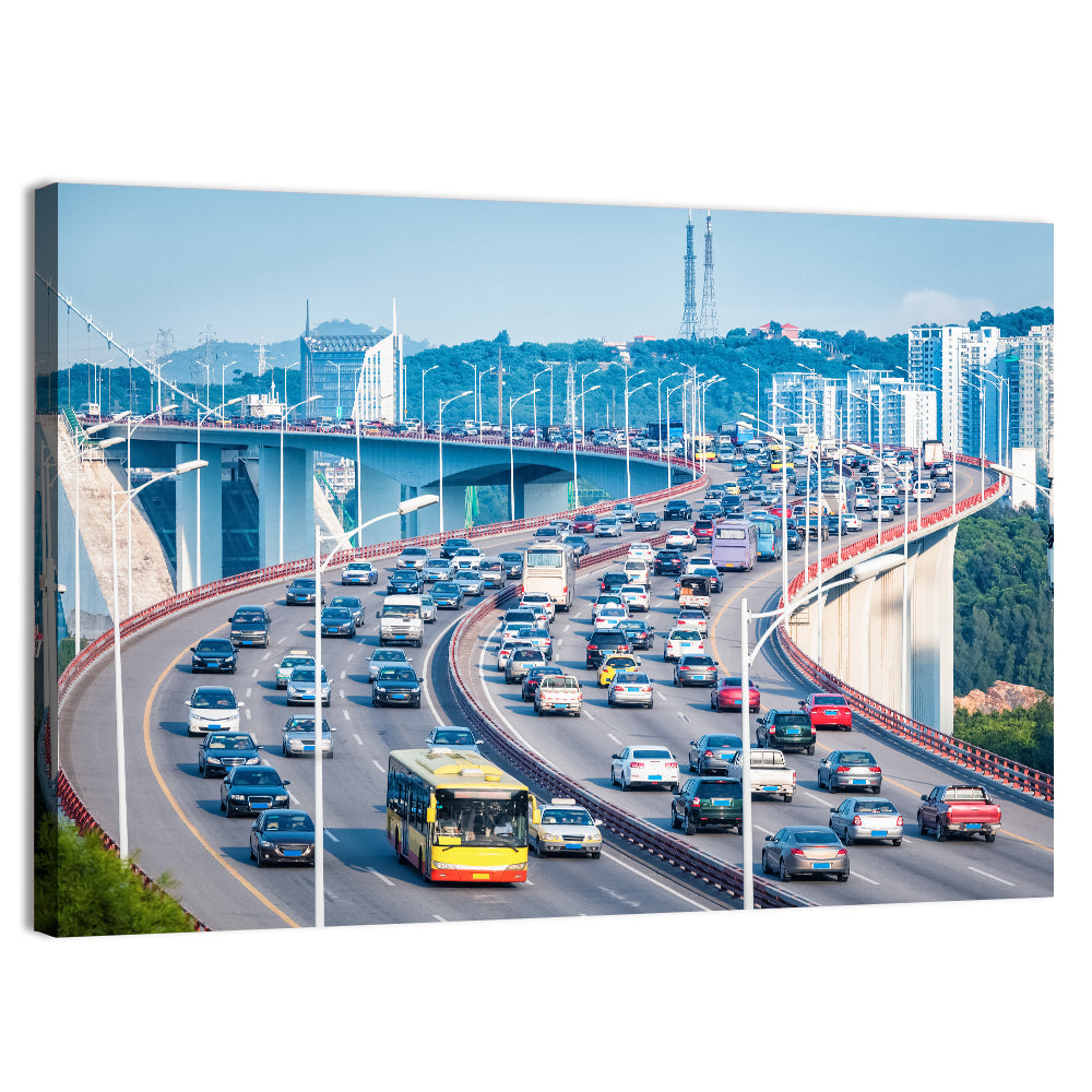 Xiamen Bridge Traffic Closeup Wall Art, canvas print, landscape