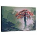 Misty Red Autumn Tree Wall Art