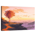 Melting Autumn Tree on Cliff Wall Art