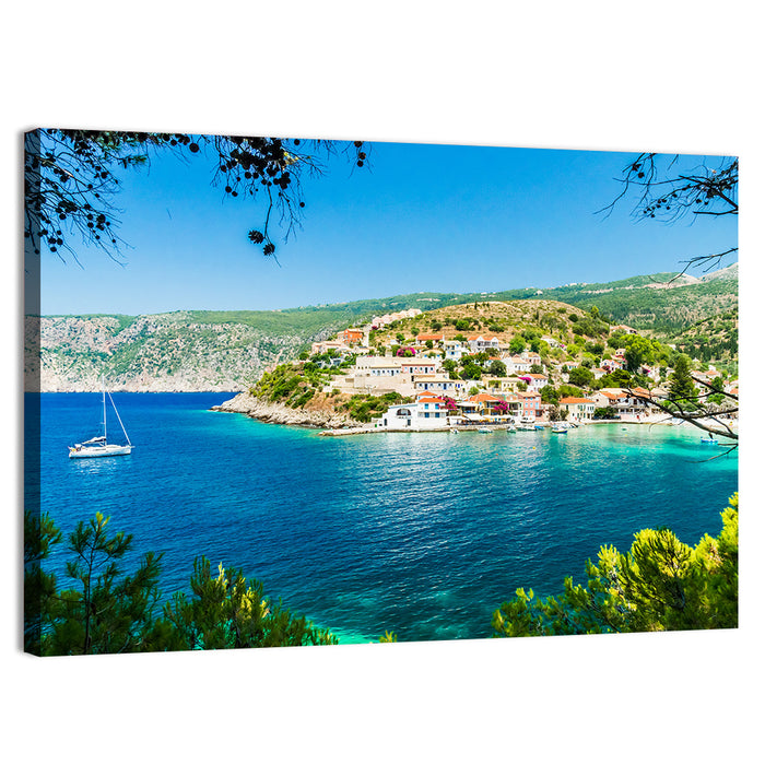 Assos Village, Kefalonia Bay Wall Art as a canvas print