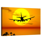 Airplane Silhouette at Sunset Wall Art