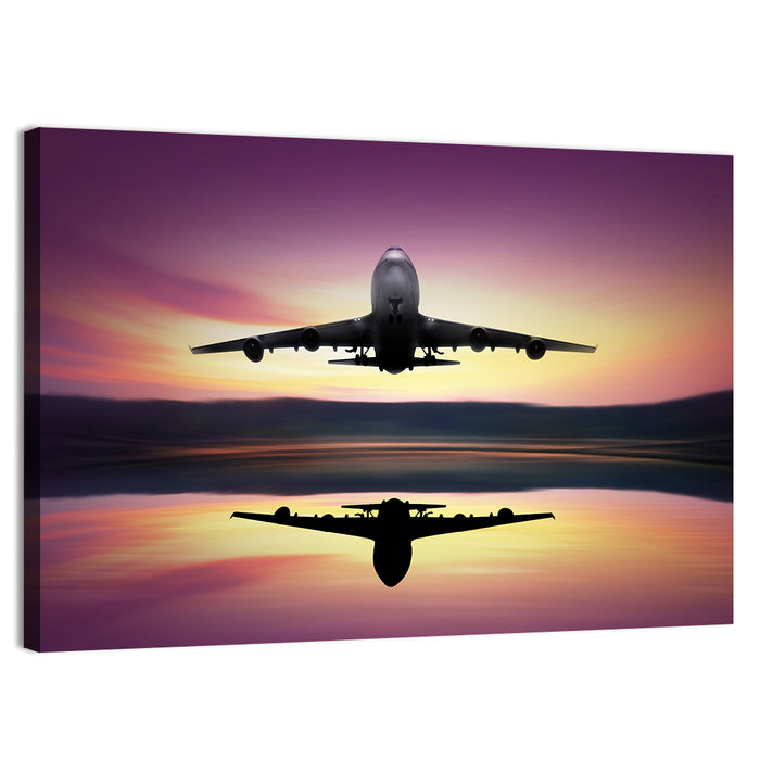 Jet Taking Off at Dawn Wall Art as a canvas print