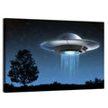 Ufo Over Silhouetted Grassland Wall Art