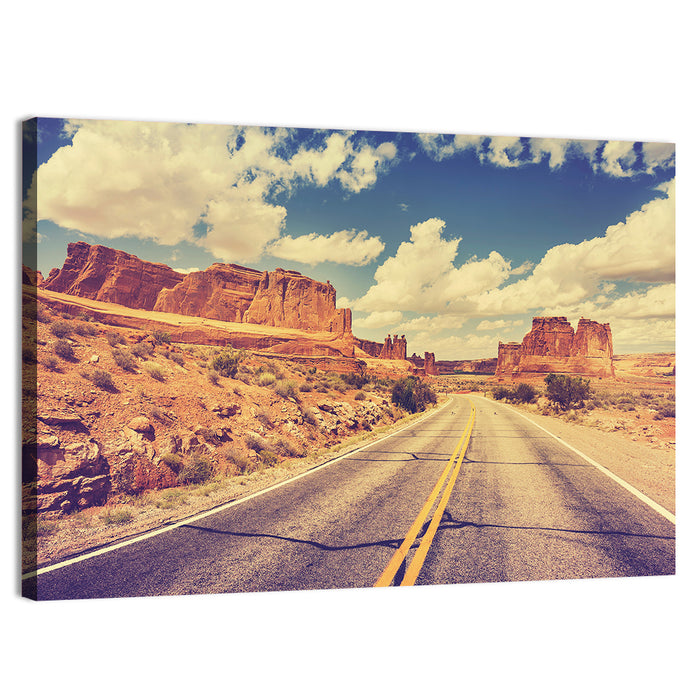 Vintage Desert Road USA Wall Art as a canvas print