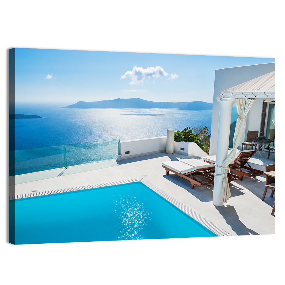 Santorini Pool Terrace View Wall Art