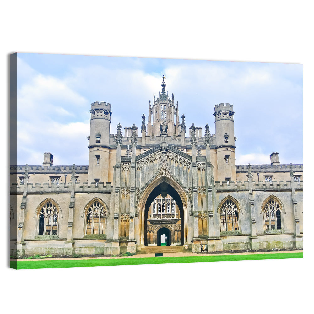 St John's College Great Gate Cambridge Wall Art, canvas print, landscape