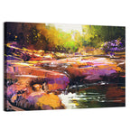 Autumn Stream with Textured Rocks Wall Art