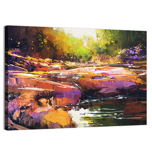 Autumn Forest Stream Artwork Wall Art