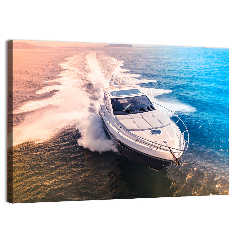 Luxury Motorboat in Motion Wall Art, canvas print, landscape