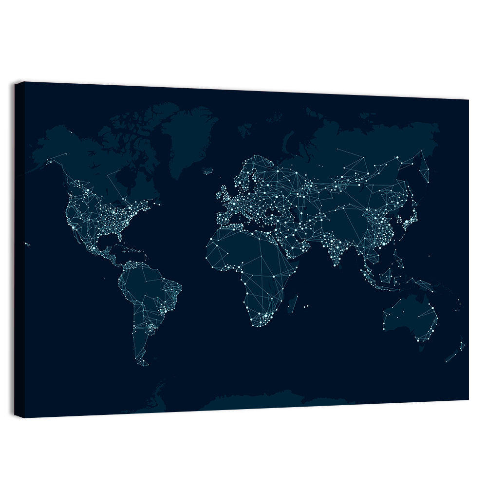 Global Communications Network Map Wall Art, canvas print, landscape