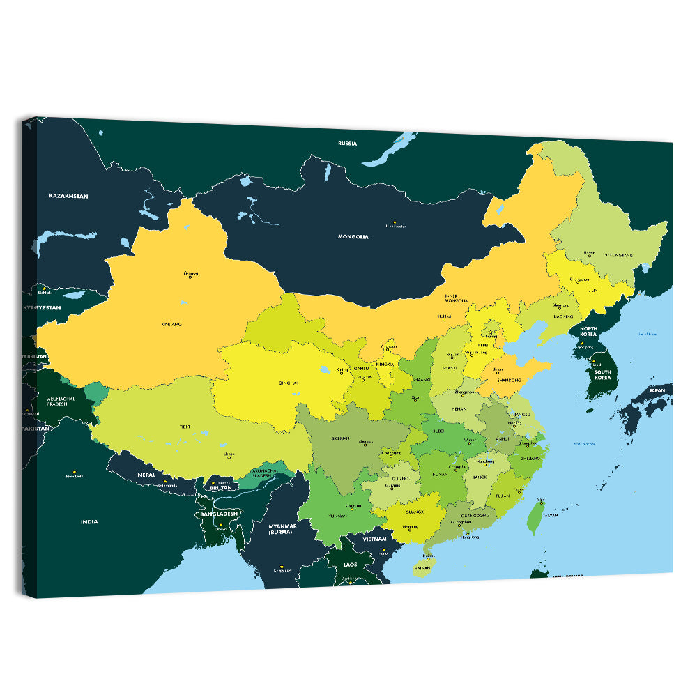 Political Map of China Wall Art