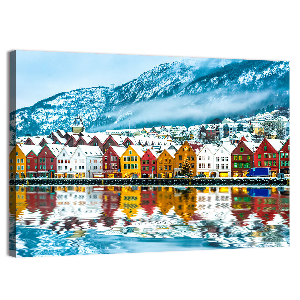 Bryggen Wharf in Bergen Wall Art