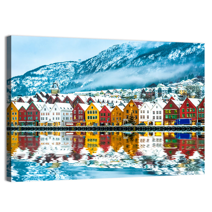 Bryggen Wharf in Bergen Wall Art as a canvas print