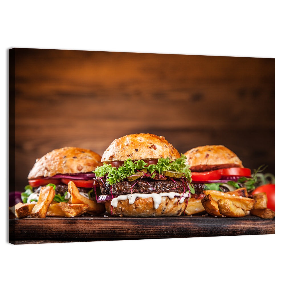Rustic Homemade Burger Trio Wall Art