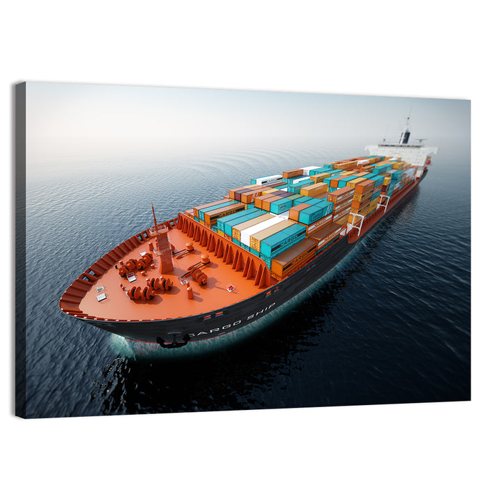 Container Ship at Sea Wall Art as a canvas print