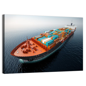 Container Ship In Ocean Wall Art