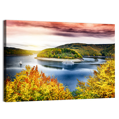 Spectacular Sunset Over River Wall Art