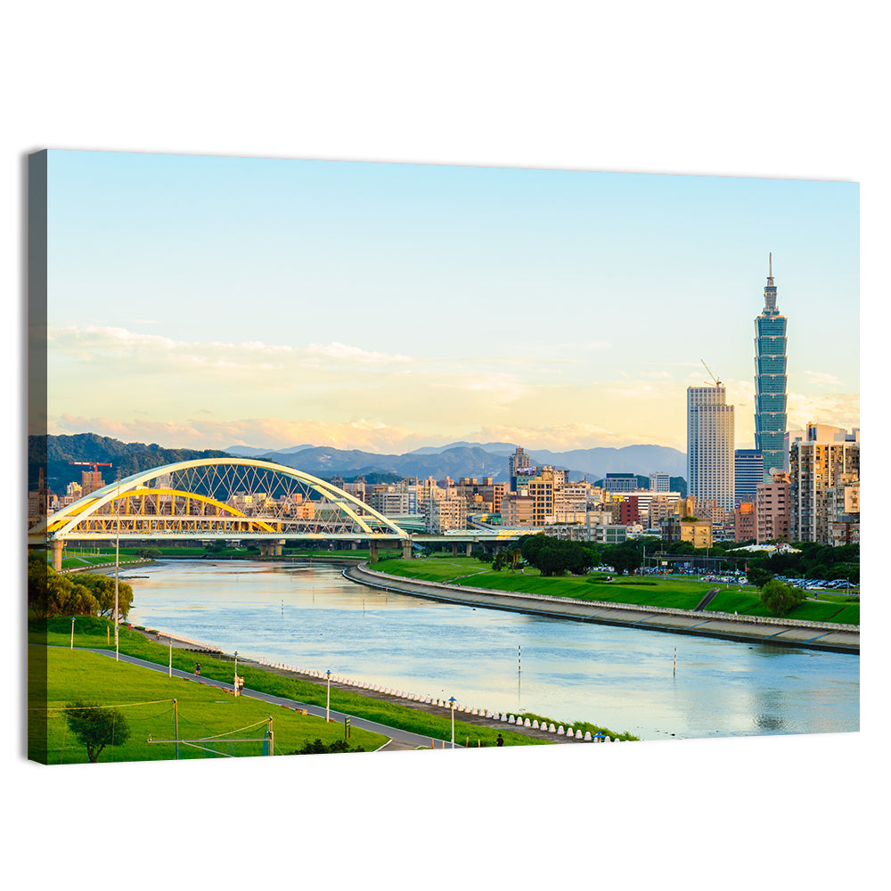 Taipei Skyline at Golden Hour Wall Art