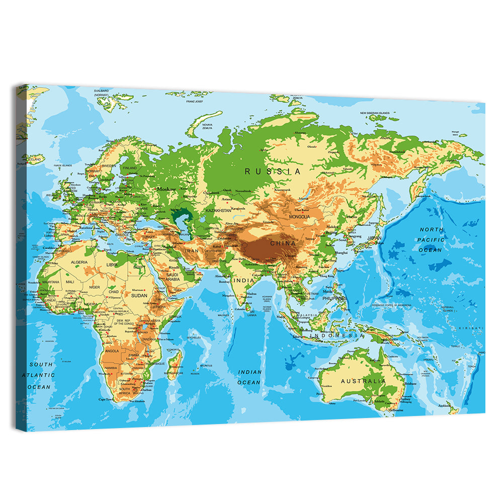 Physical World Map Wall Art, canvas print, landscape