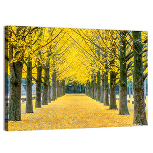 Row Of Yellow Ginkgo Tree Wall Art