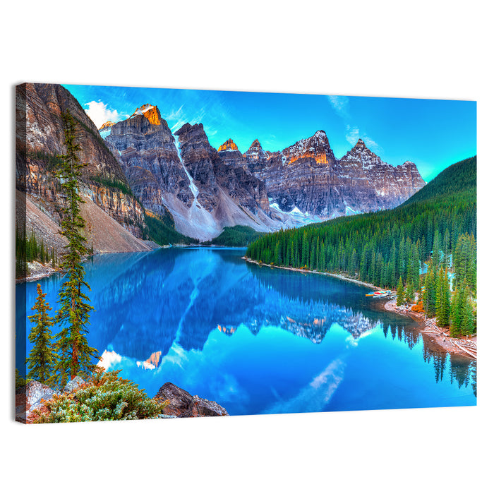 Moraine Lake Sunrise Reflection Wall Art as a canvas print