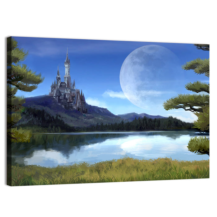 Moonlit Medieval Castle Wall Art as a canvas print